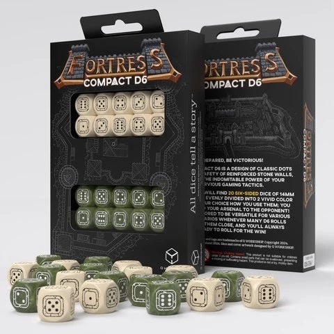 Q Workshop - Fortress Compact - Beige &amp; Olive D6 Set - Good Games