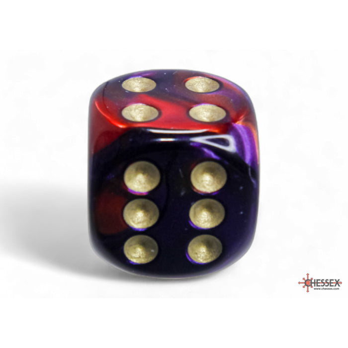 Chessex D6 Gemini Purple-red/gold Dice Block (12 Dice) - Good Games