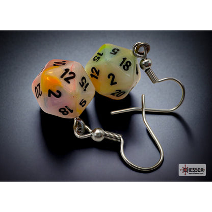 Chessex CHX 54206 Hook Earrings Festive Circus Mini-Poly d20 Pair (Preorder) - Good Games