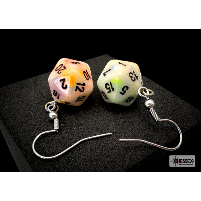 Chessex CHX 54206 Hook Earrings Festive Circus Mini-Poly d20 Pair (Preorder) - Good Games