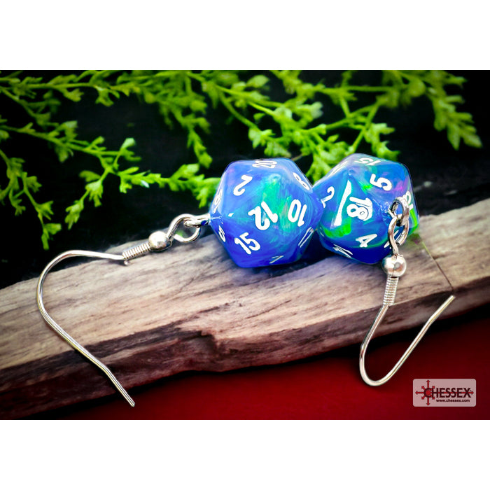 Chessex CHX 54209 Hook Earrings Festive Waterlily Mini-Poly d20 Pair (Preorder) - Good Games