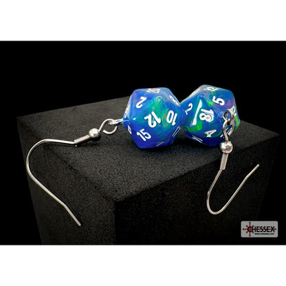 Chessex CHX 54209 Hook Earrings Festive Waterlily Mini-Poly d20 Pair (Preorder) - Good Games