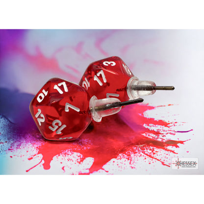 Chessex CHX 54501 Stud Earrings Translucent Red Mini-Poly d20 Pair (Preorder) - Good Games