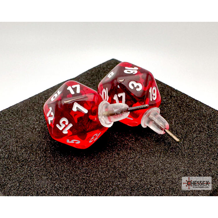 Chessex CHX 54501 Stud Earrings Translucent Red Mini-Poly d20 Pair (Preorder) - Good Games