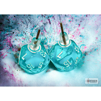 Chessex CHX 54502 Stud Earrings Translucent Teal Mini-Poly d20 Pair (Preorder) - Good Games