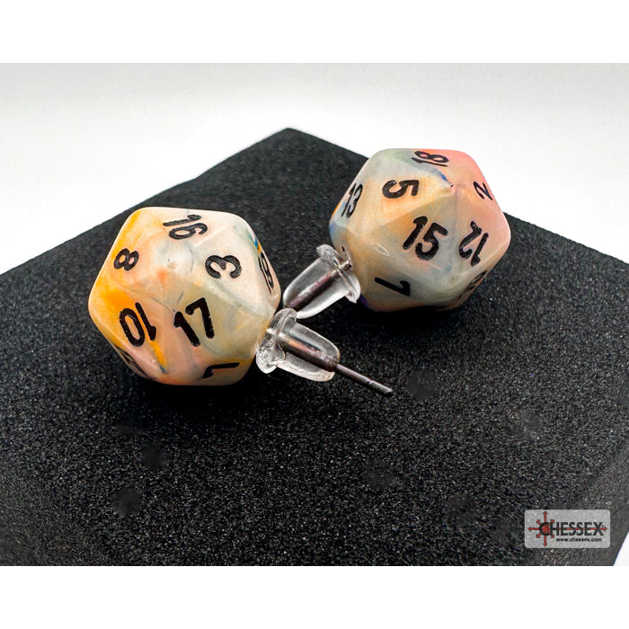 Chessex CHX 54506 Stud Earrings Festive Circus Mini-Poly d20 Pair (Preorder) - Good Games