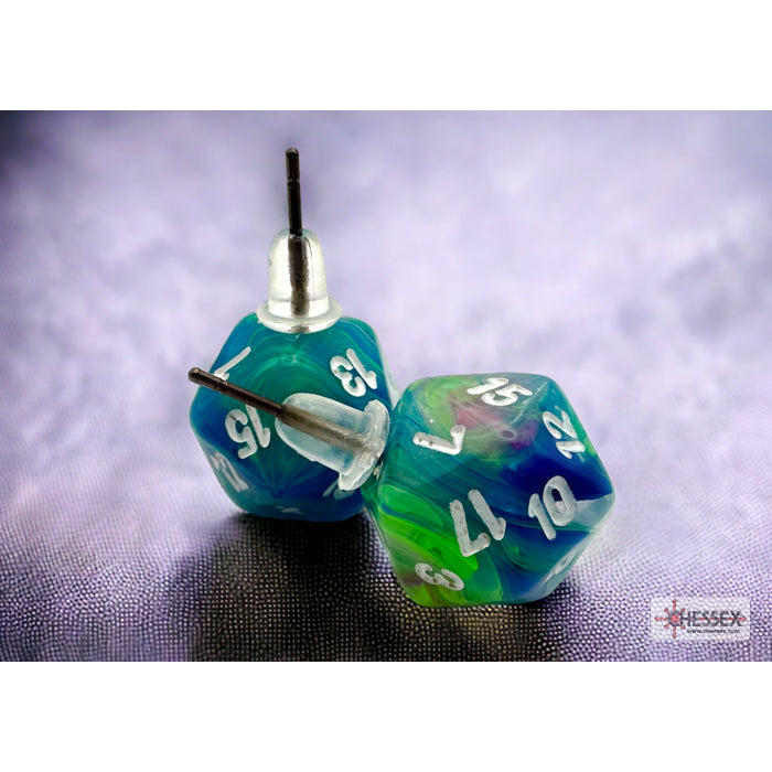 Chessex CHX 54509 Stud Earrings Festive Waterlily Mini-Poly d20 Pair (Preorder) - Good Games