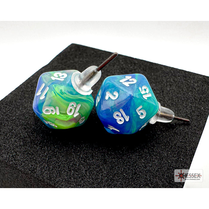 Chessex CHX 54509 Stud Earrings Festive Waterlily Mini-Poly d20 Pair (Preorder) - Good Games