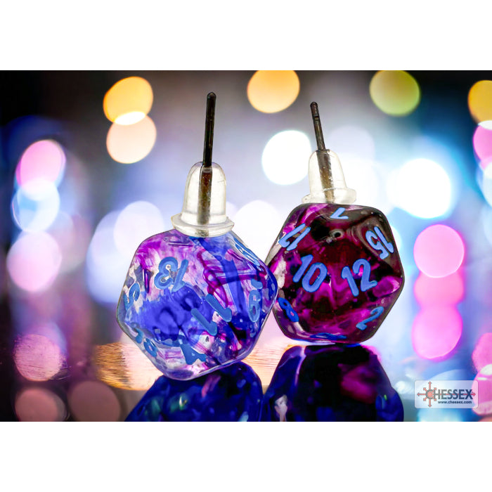 Chessex CHX 54510 Stud Earrings Nebula Nocturnal Mini-Poly d20 Pair (Preorder) - Good Games