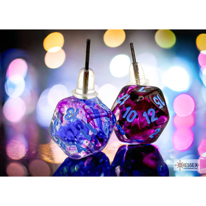 Chessex CHX 54510 Stud Earrings Nebula Nocturnal Mini-Poly d20 Pair (Preorder) - Good Games