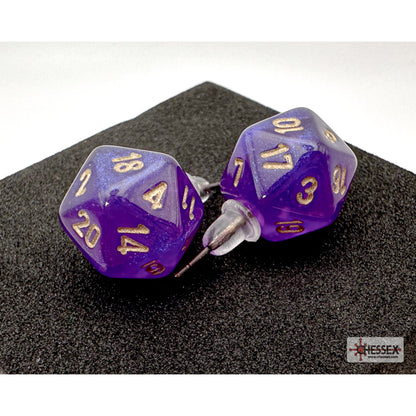Chessex CHX 54512 Stud Earrings Borealis Royal Purple Mini-Poly d20 Pair (Preorder) - Good Games