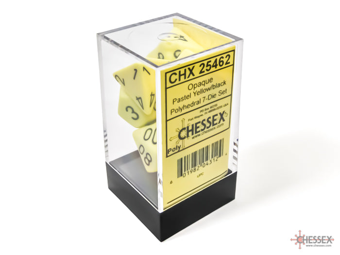 Chessex Opaque Polyhedral Pastel Yellow/black 7-Die Set - CHX 25462 - Good Games