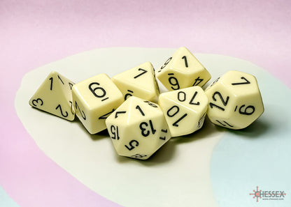 Chessex Opaque Polyhedral Pastel Yellow/black 7-Die Set - CHX 25462 - Good Games
