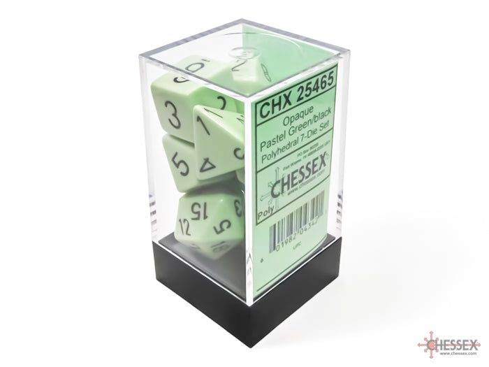 Chessex Opaque Polyhedral Pastel Green/black 7-Die Set - CHX 25465 - Good Games