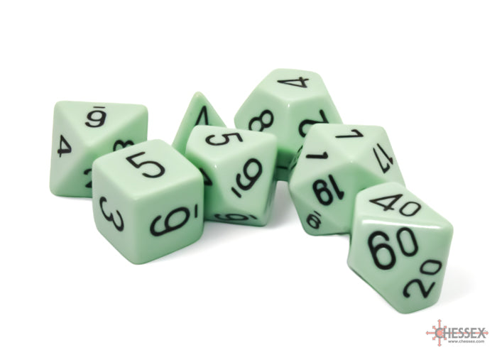 Chessex Opaque Polyhedral Pastel Green/black 7-Die Set - CHX 25465 - Good Games