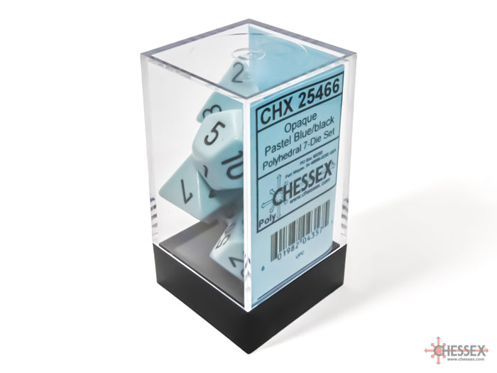Chessex Opaque Polyhedral Pastel Blue/black 7-Die Set - CHX 25466 - Good Games