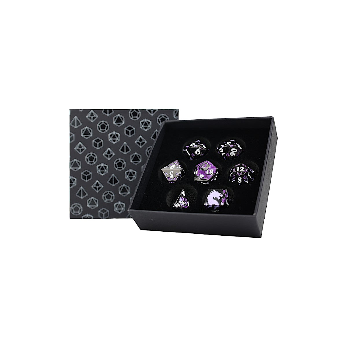 LPG Dice RPG Set Inscripted Dragon Purple - Good Games
