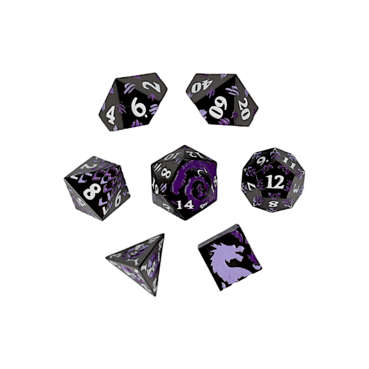 LPG Dice RPG Set Inscripted Dragon Purple - Good Games