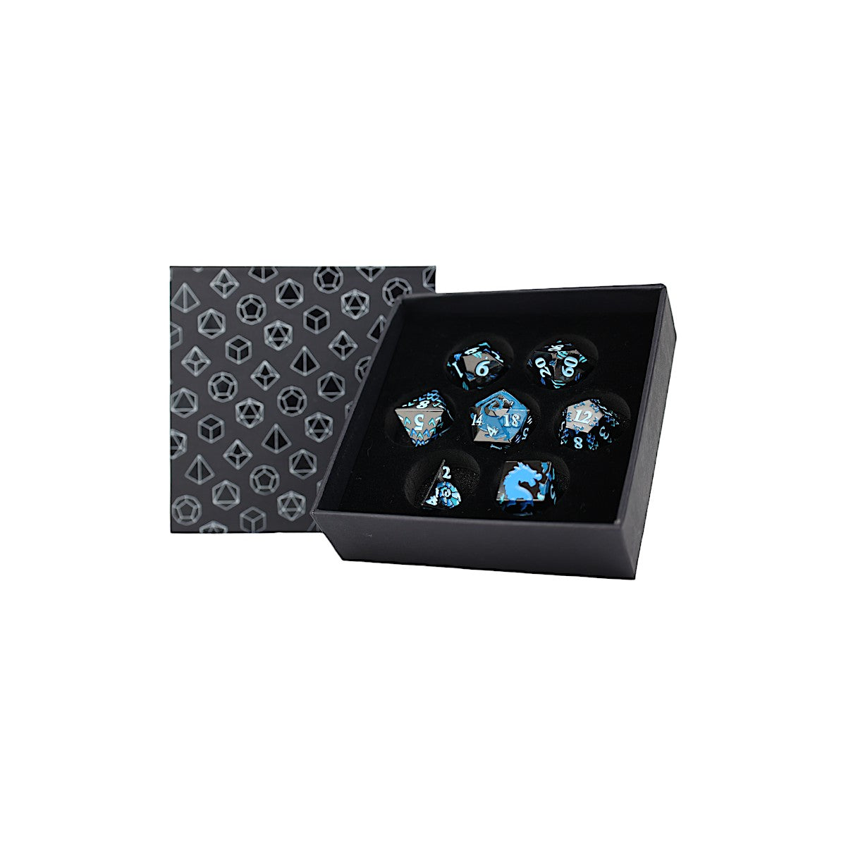 LPG Dice RPG Set Inscripted Dragon Blue - Good Games