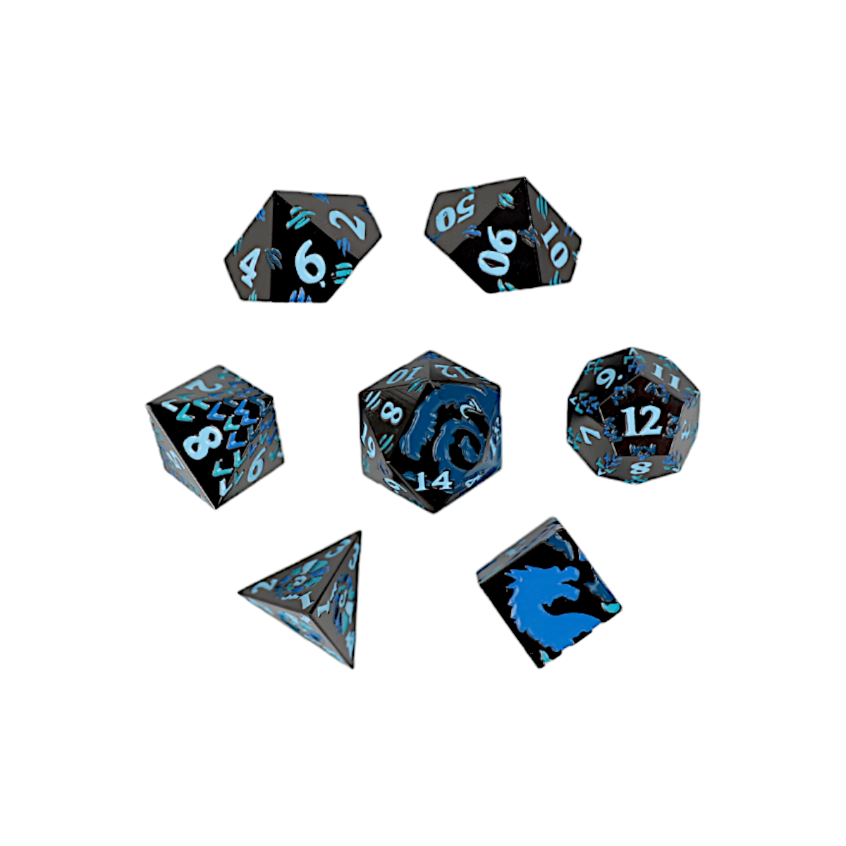 LPG Dice RPG Set Inscripted Dragon Blue - Good Games