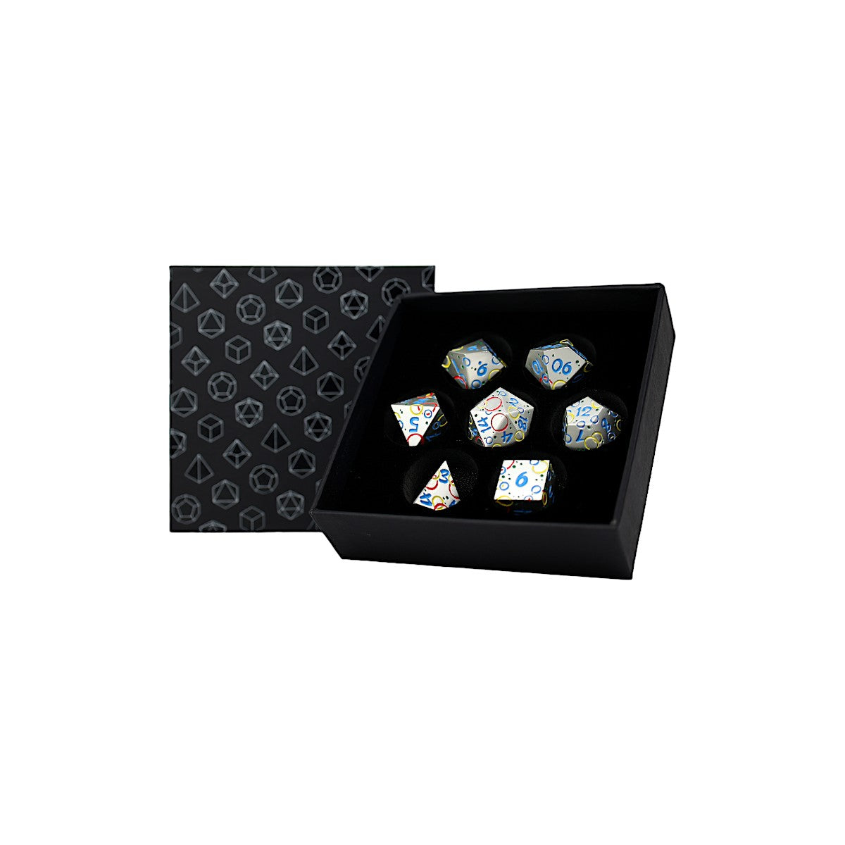 LPG Dice RPG Set Inscripted Bubbles Rainbow White - Good Games