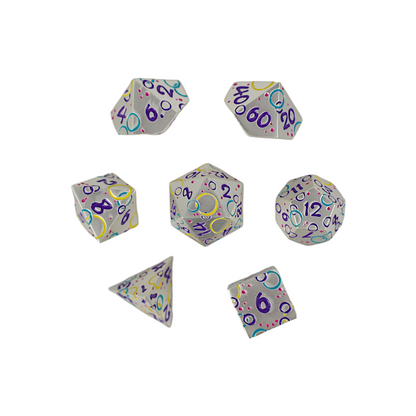 LPG Dice RPG Set Inscripted Bubbles Pastel White - Good Games
