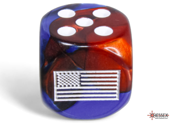 Chessex United States War Dice Gemini Blue-Red/white 16mm d6 Dice Block (12 dice) (CHX 29065)