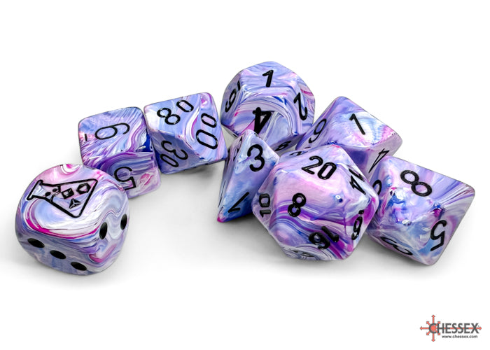 Chessex Festive Hydrangea/black Polyhedral 7-Dice Set (with bonus die) CHX 30065 - Good Games
