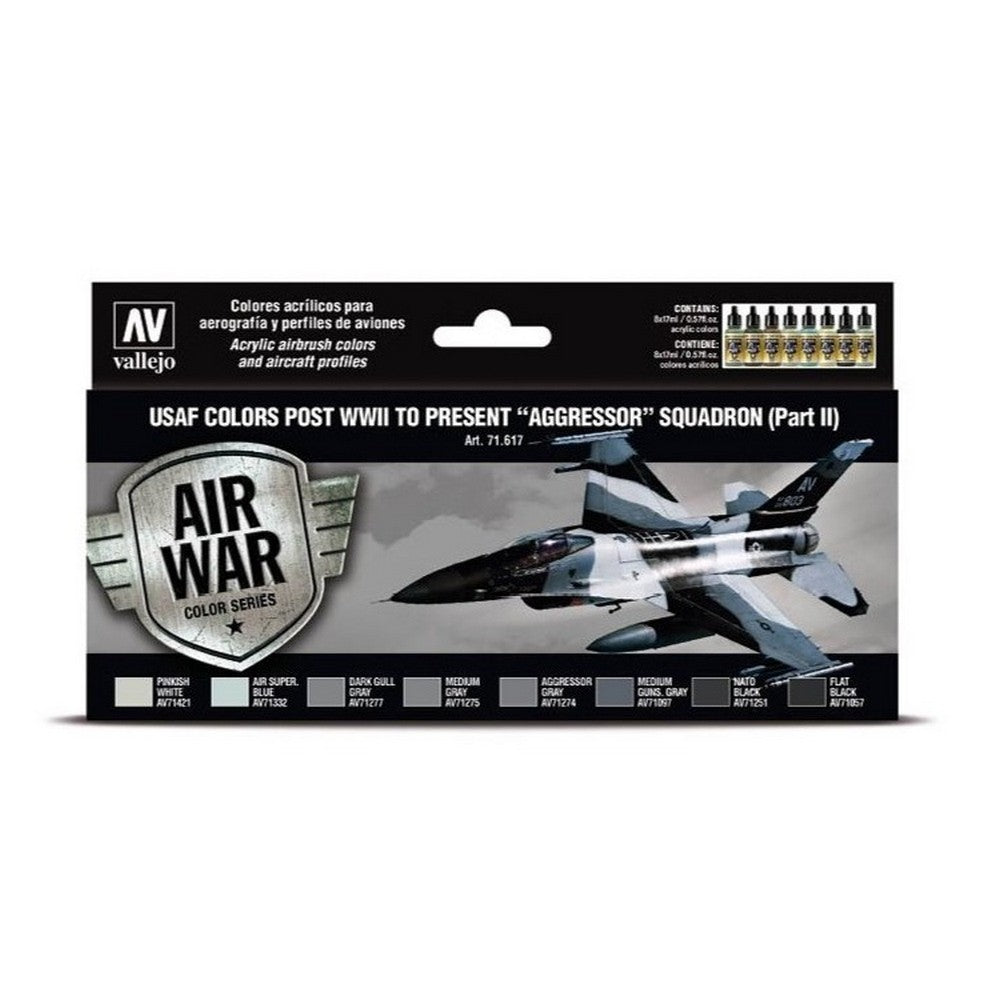 Vallejo Air War model paint set box with a grey fighter jet, for Aggressor Squadron colors
