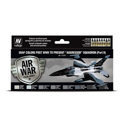 Vallejo Air War model paint set box with a grey fighter jet, for Aggressor Squadron colors