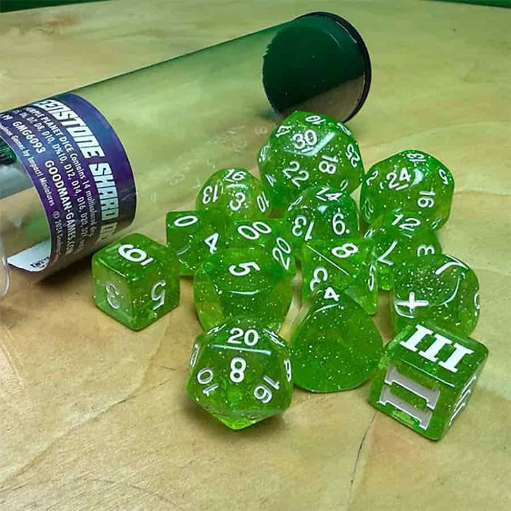 Dungeon Crawl Classics - RPG Dice: Greenstone Shards (Preorder) - Good Games