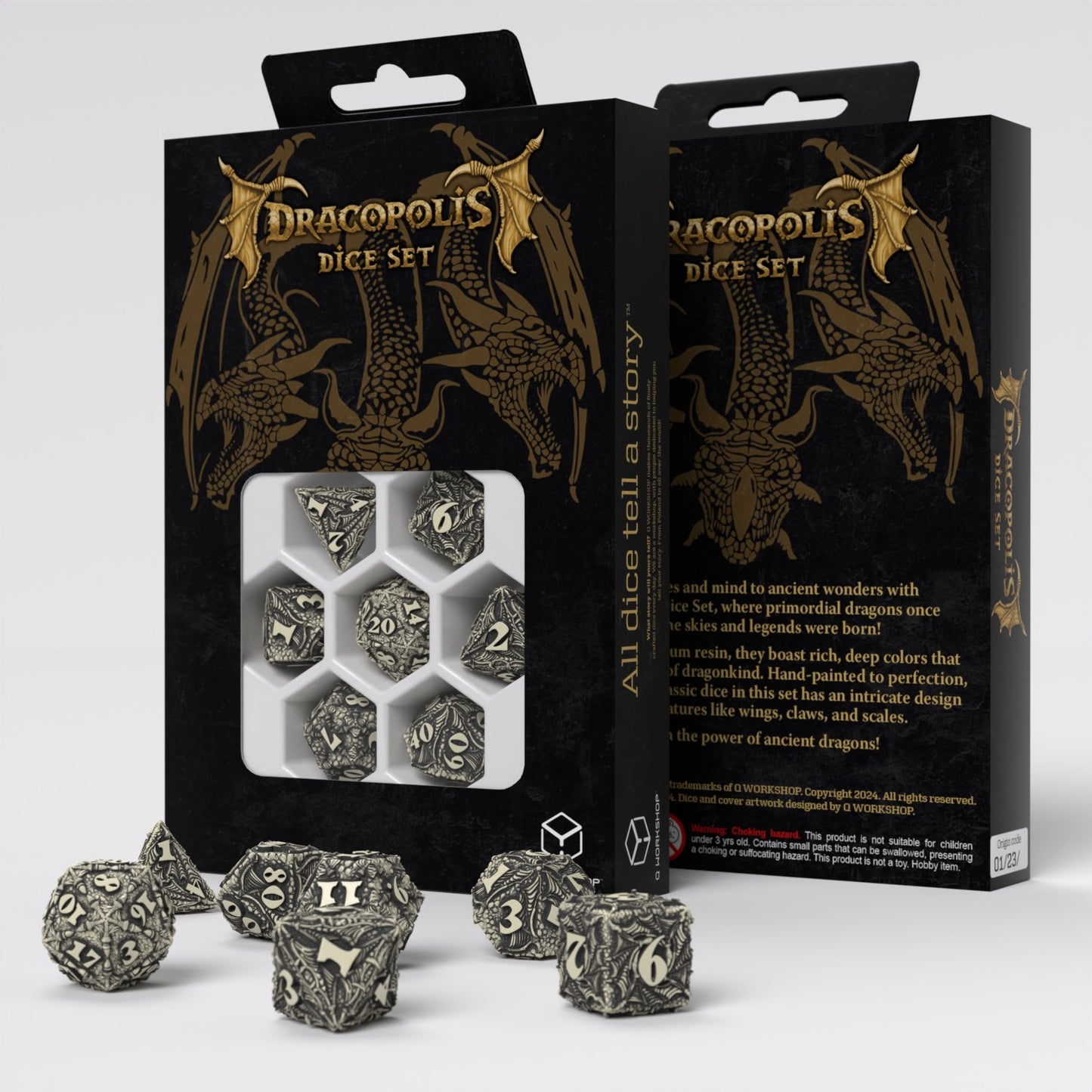 Q Workshop - Dracopolis - The Scandinavian Blackfang Dice Set 7 - Good Games