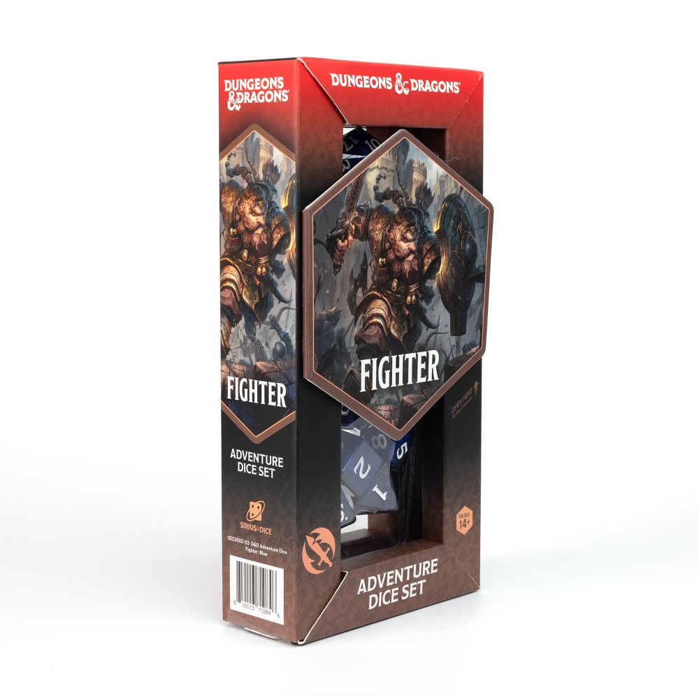 Sirius Dice - Dungeons & Dragons Adventure Dice - Fighter - Blue - Good Games