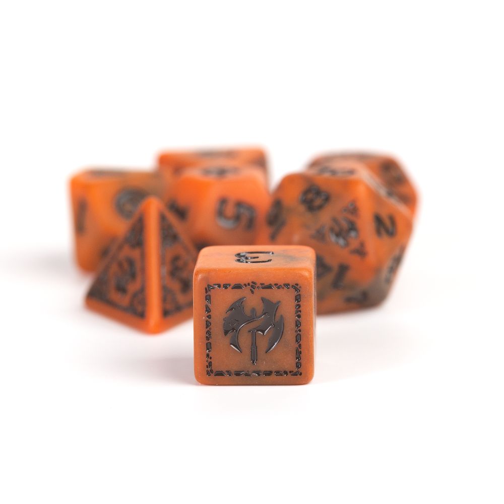 Sirius Dice - Dungeons &amp; Dragons Adventure Dice - Barbarian - Orange - Good Games