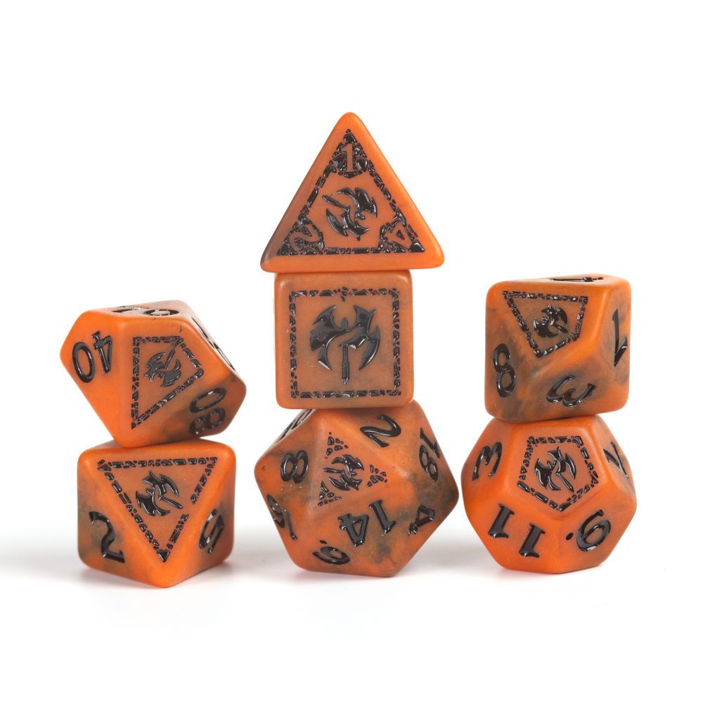 Sirius Dice - Dungeons & Dragons Adventure Dice - Barbarian - Orange - Good Games