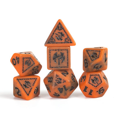 Sirius Dice - Dungeons & Dragons Adventure Dice - Barbarian - Orange - Good Games