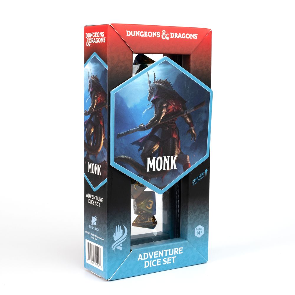 Sirius Dice - Dungeons & Dragons Adventure Dice - Monk - Blue / Gold - Good Games