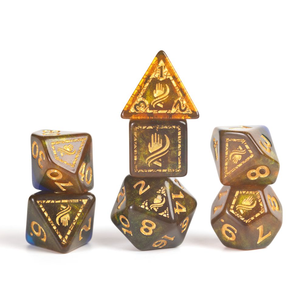 Sirius Dice - Dungeons & Dragons Adventure Dice - Monk - Blue / Gold - Good Games