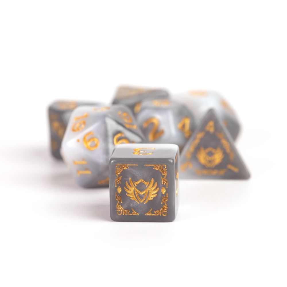 Sirius Dice - Dungeons &amp; Dragons Adventure Dice - Paladin - White / Grey - Good Games