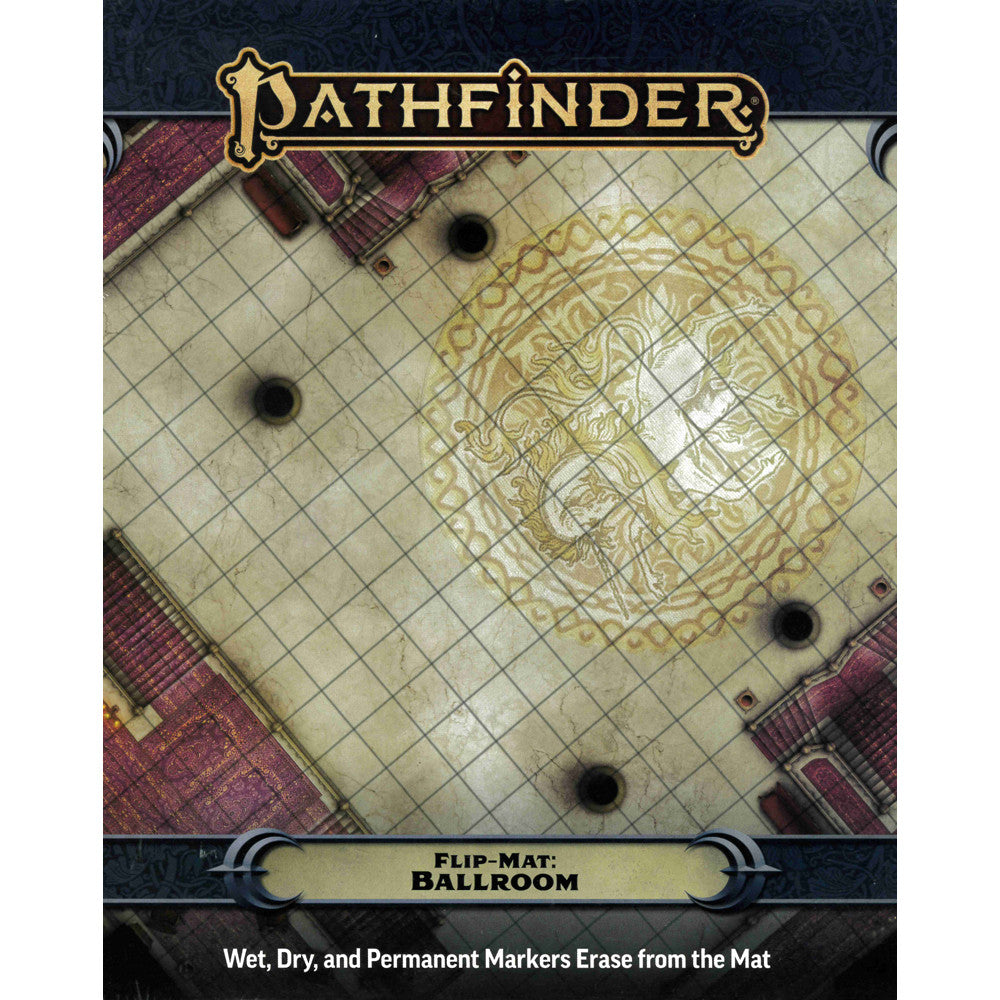 Pathfinder Flip-Mat: Ballroom, a grid-lined map with a decorative central design and architectural details