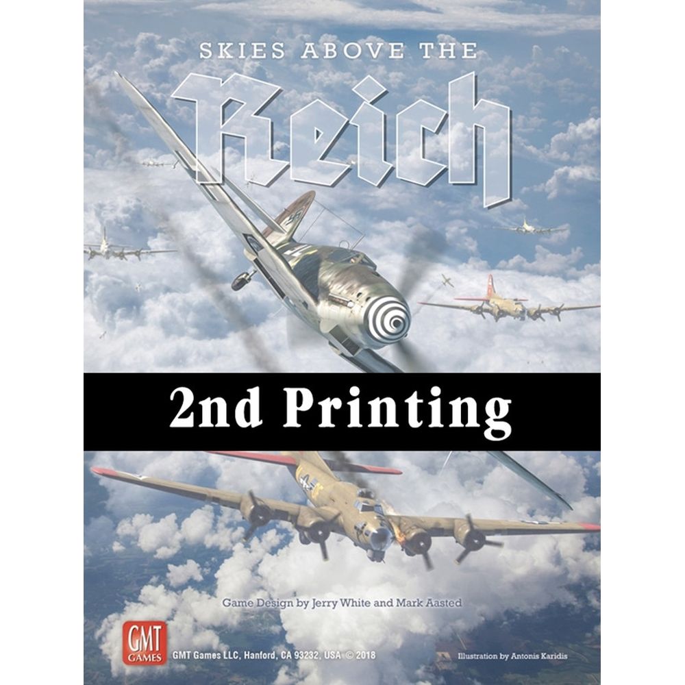 Skies Above the Reich cover: WWII German fighter attacks formation of B-17 bombers above the clouds.