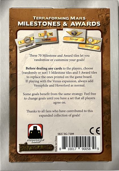 Terraforming Mars Milestones And Awards