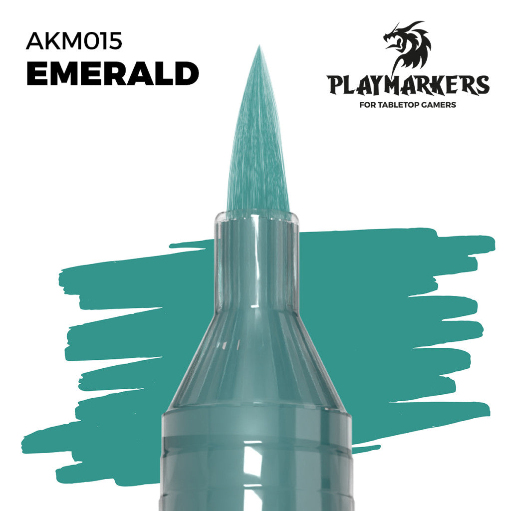 Emerald marker tip and paint swatch, Playmakers hobby paint for tabletop gamers
