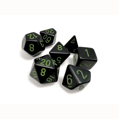 Chessex - Opaque Polyhedral Dice 7-Piece Set - Black/Green - Good Games