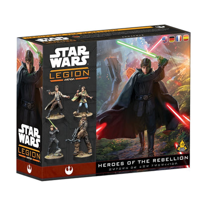 Star Wars Legion: Heroes of the Rebellion box set with Luke Skywalker wielding a green lightsaber
