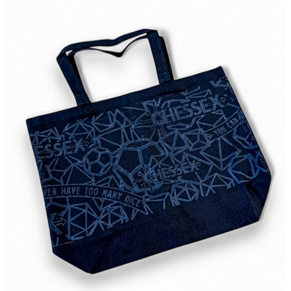 Too Many Dice - Large Gusseted Bottom Black Tote Bag