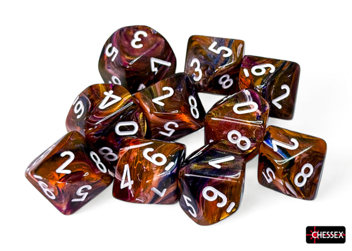 Chessex - CHX 27343 Festive Symphony/white Set of Ten d10s (Preorder) - Good Games