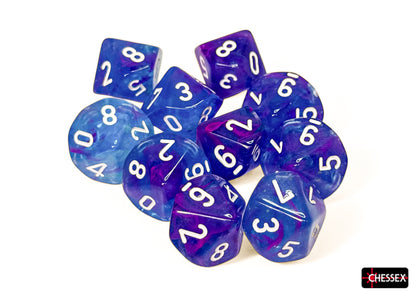 Chessex - CHX 27367 Nebula Aura/white Luminary Set of Ten d10s (Preorder) - Good Games
