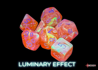 Chessex - CHX 27553 Festive Dahlia/white Luminary Polyhedral 7-Dice Set (Preorder) - Good Games