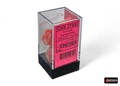 Chessex - CHX 27553 Festive Dahlia/white Luminary Polyhedral 7-Dice Set (Preorder) - Good Games